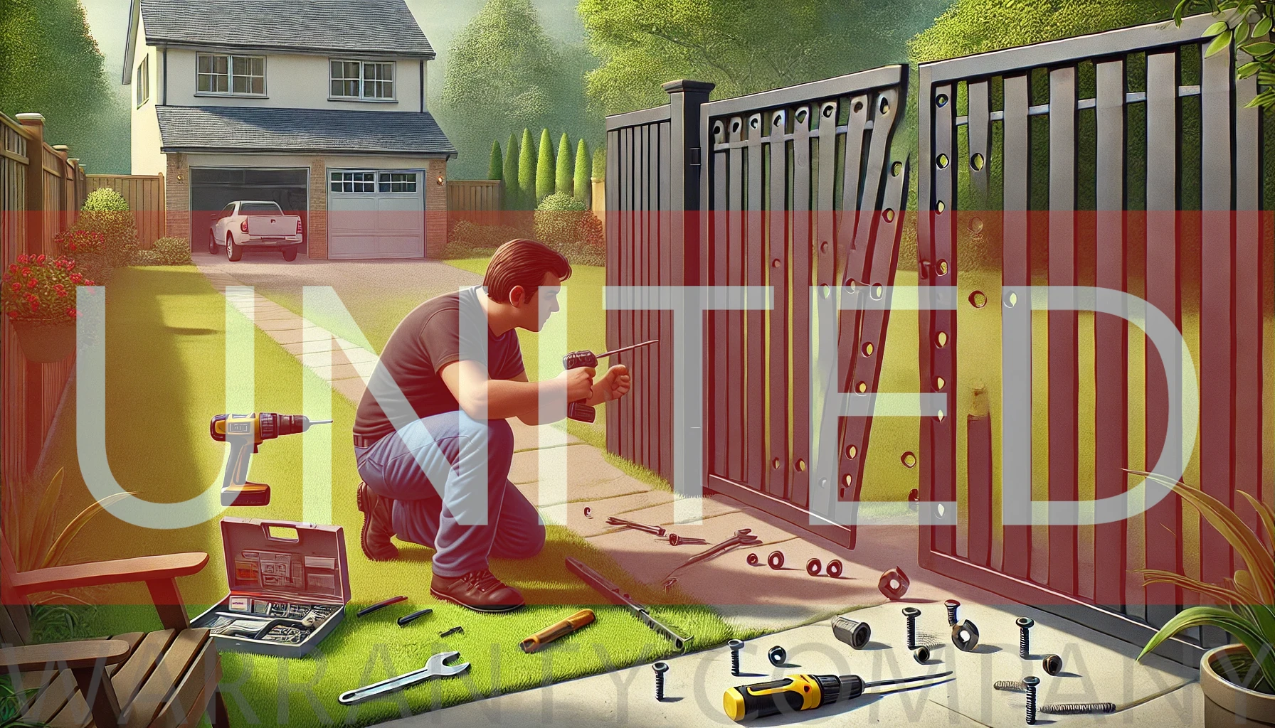 Here’s an illustration for the Good Intentions, Big Mistakes story, showcasing a family member unintentionally causing damage to a black aluminum fence while trying to fix it.